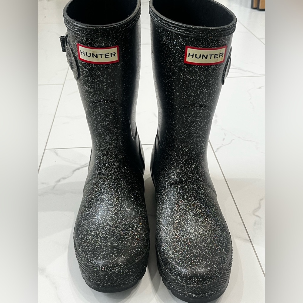 Hunter Sparkling Black Rain Boots